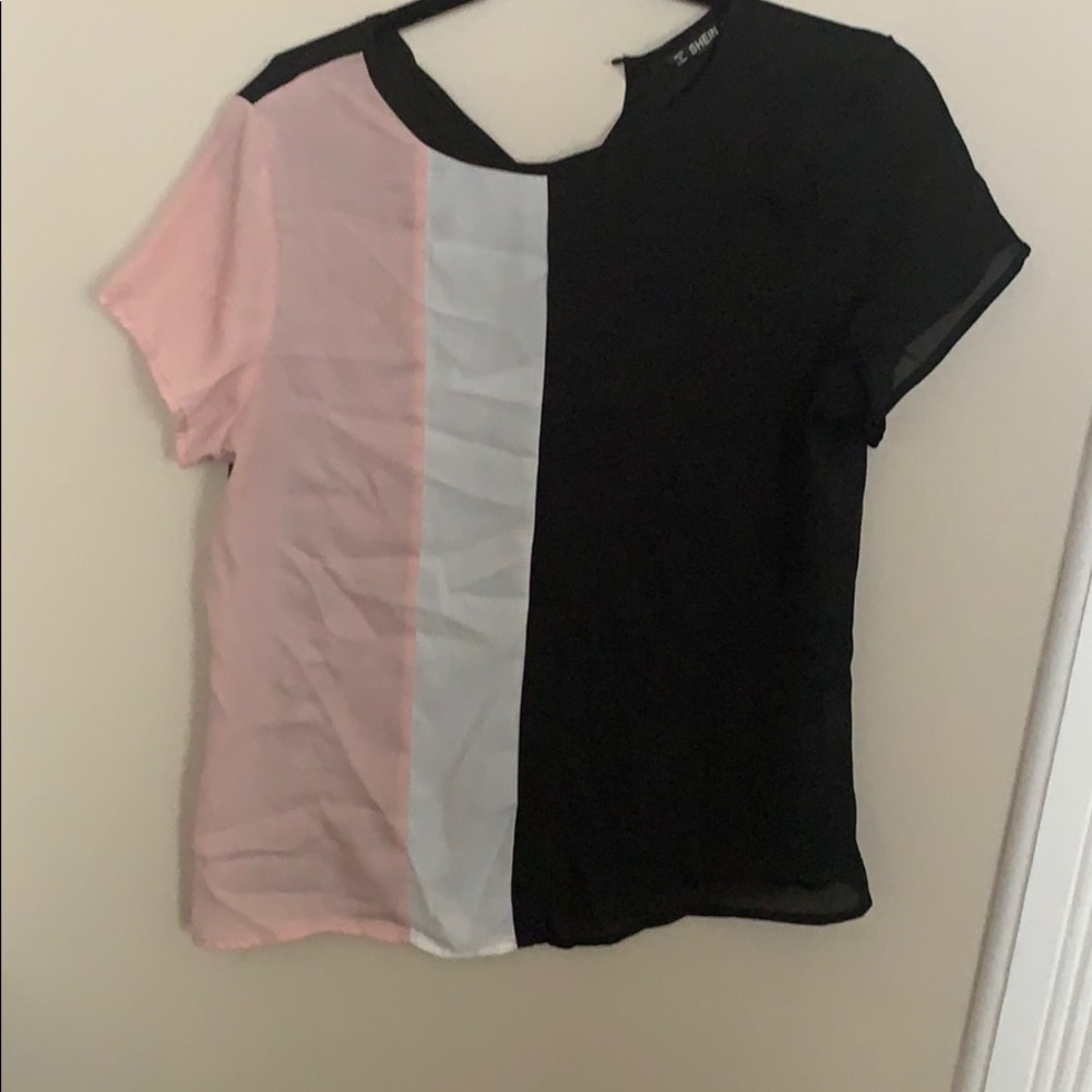 Pink black and white blouse